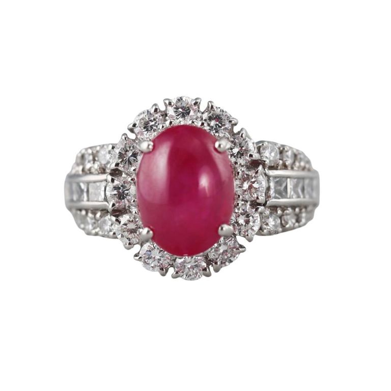 Platinum Ruby and Diamond Ring