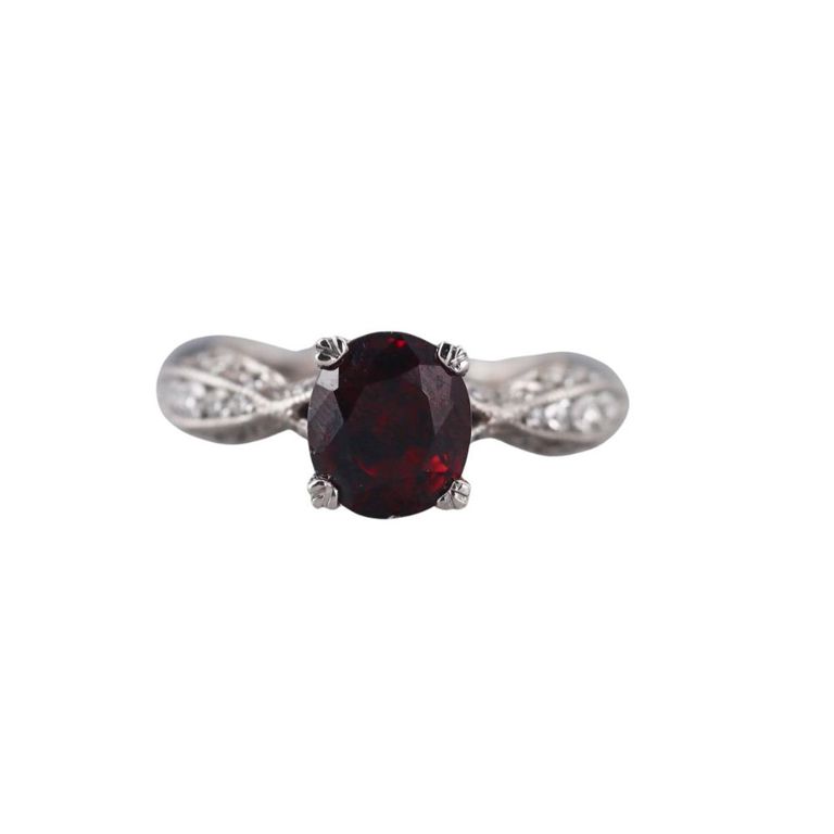 Garnet and Diamond Engagement Ring