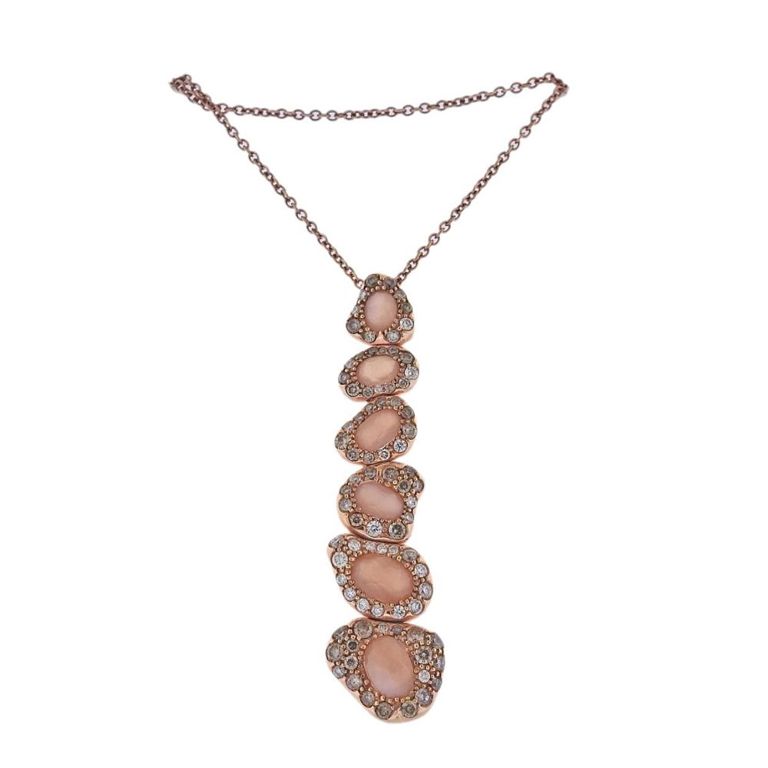 Moonstone and Diamond Pendant Necklace