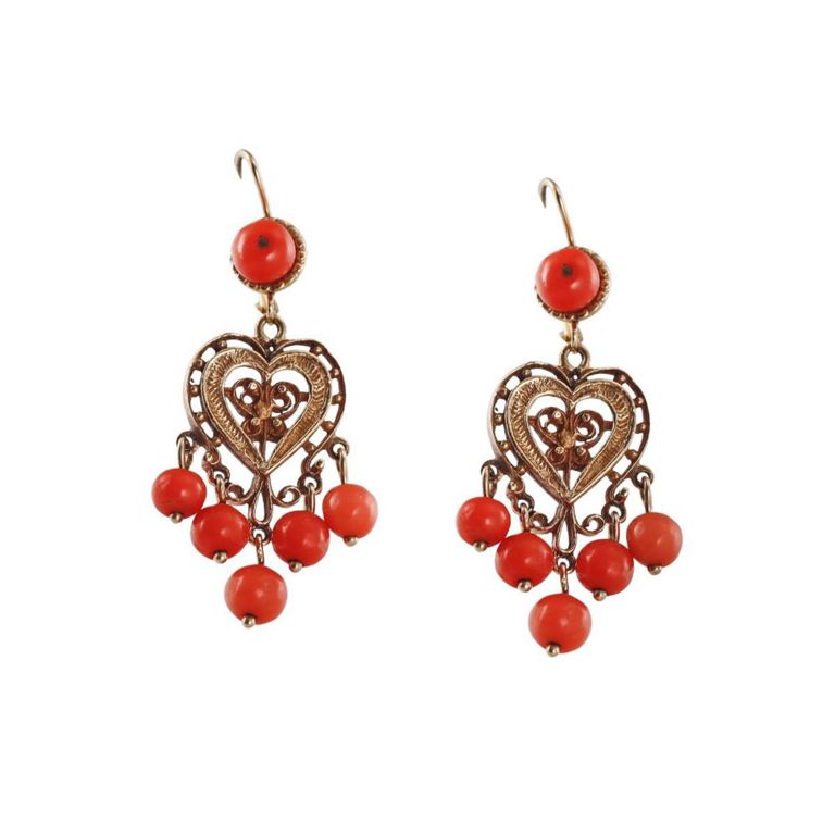 14k Gold Coral Earrings