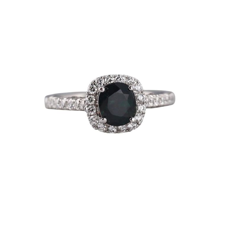 14k White Gold Diamond and Sapphire Ring