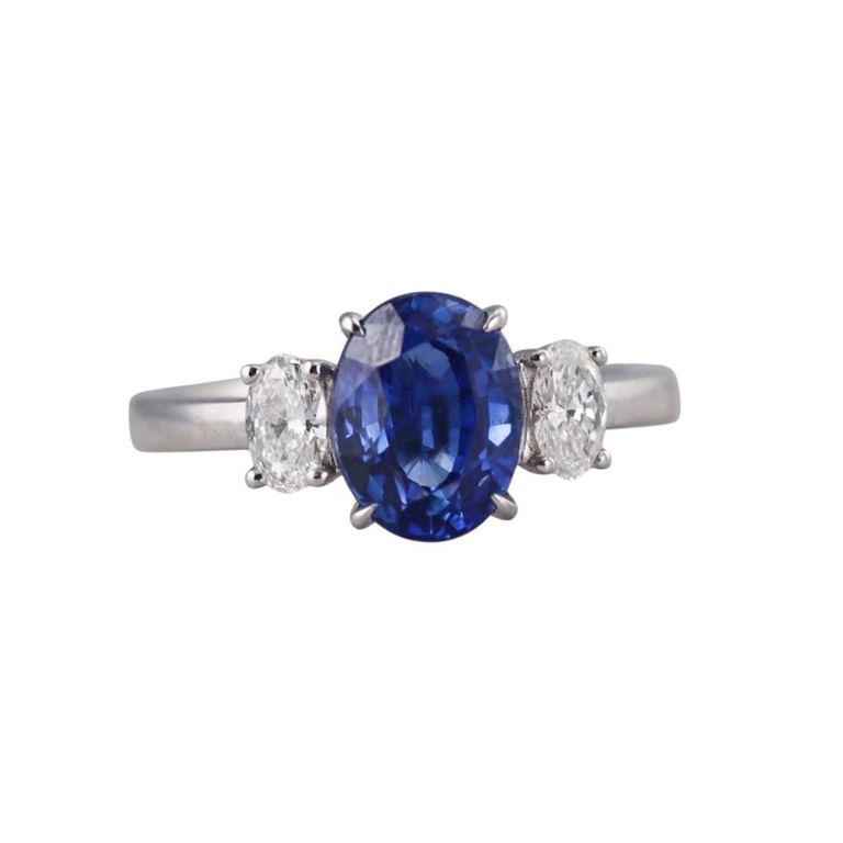 Platinum Sapphire and Diamond Ring