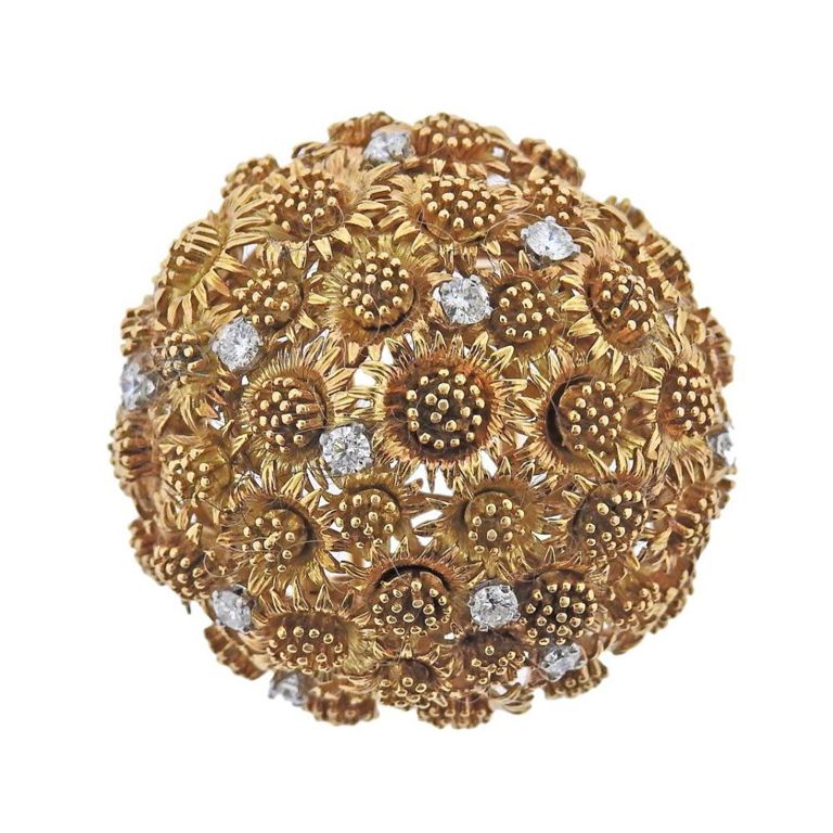 18k Gold Diamond Brooch