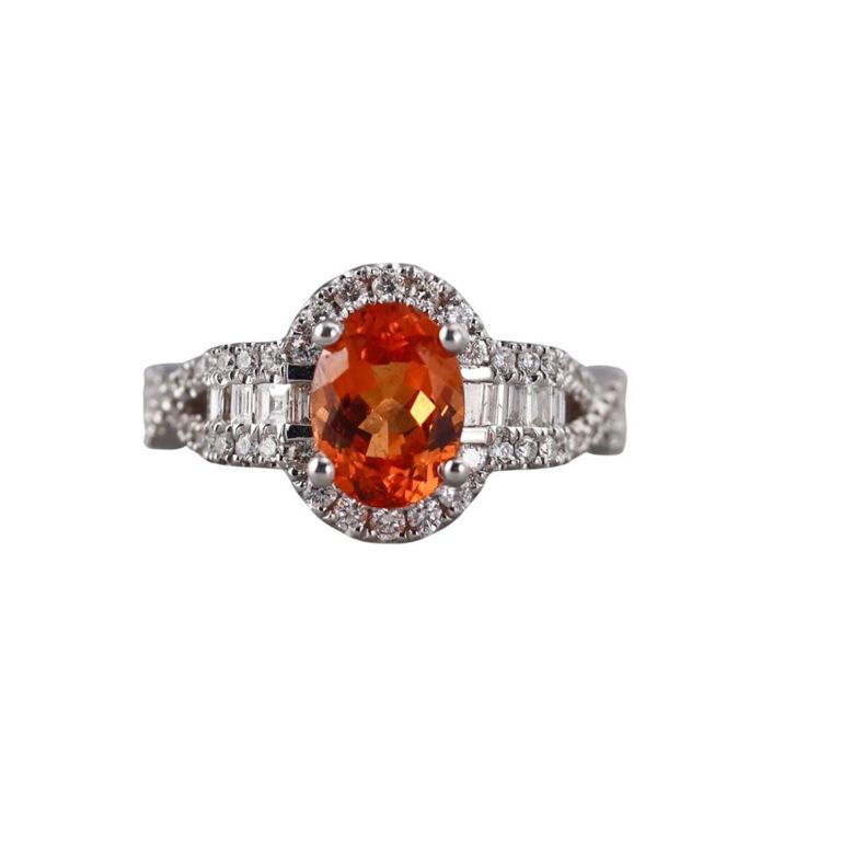 18k Gold Garnet and Diamond Ring