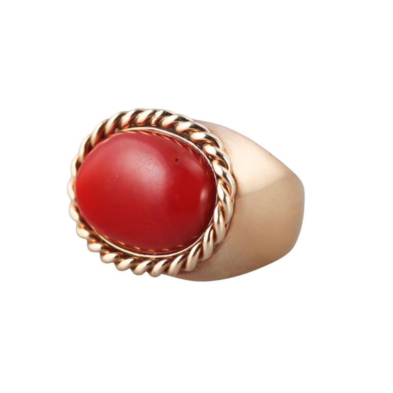 18k Rose Gold Coral Ring