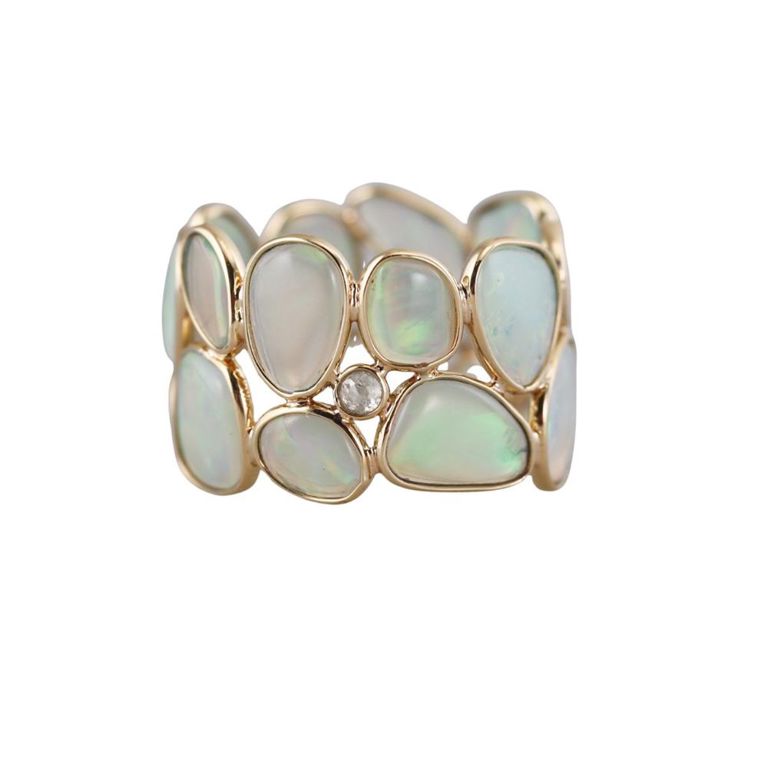 18k Gold Opal and Diamond Ring