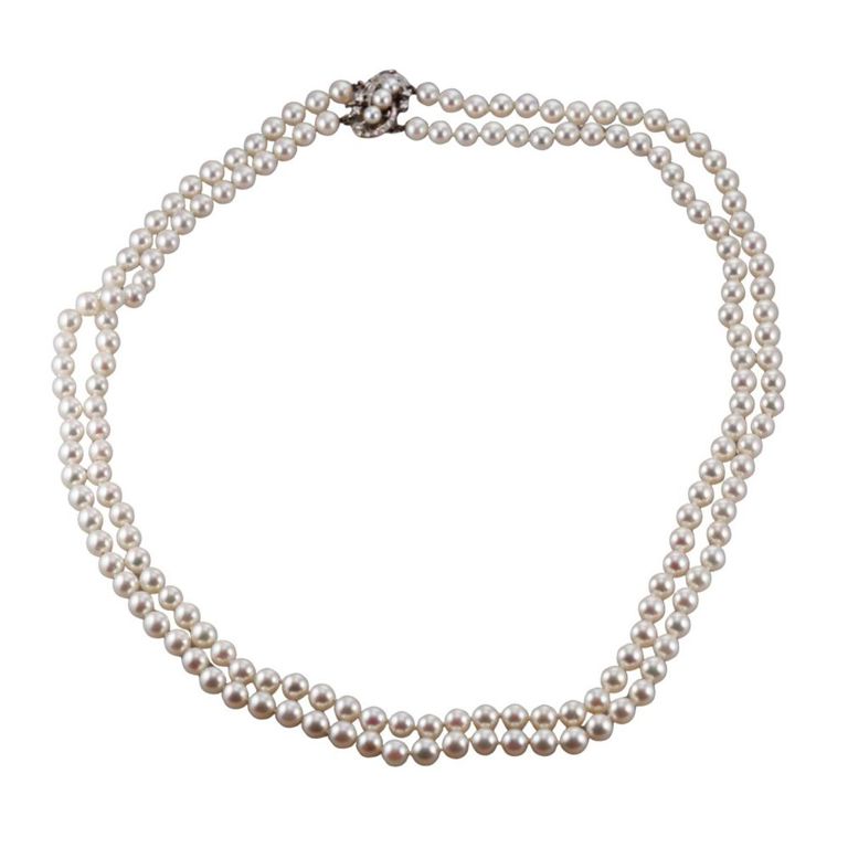 14k Gold Pearl and Diamond Necklace