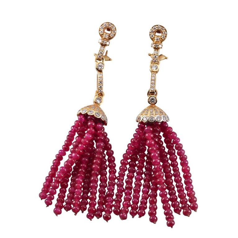 14k Gold Ruby and Diamond Earrings