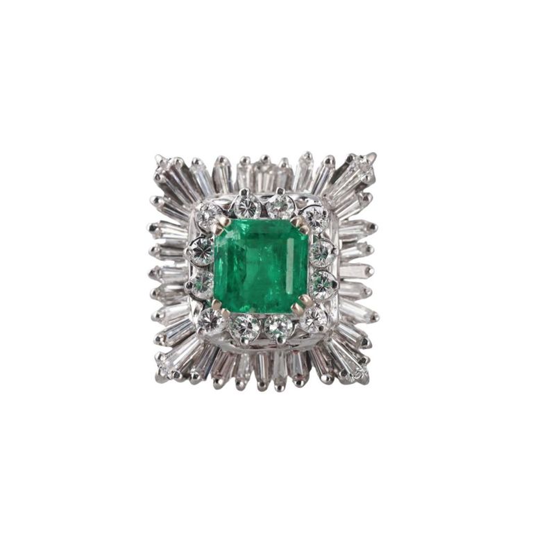 14k Gold Emerald and Diamond Ring