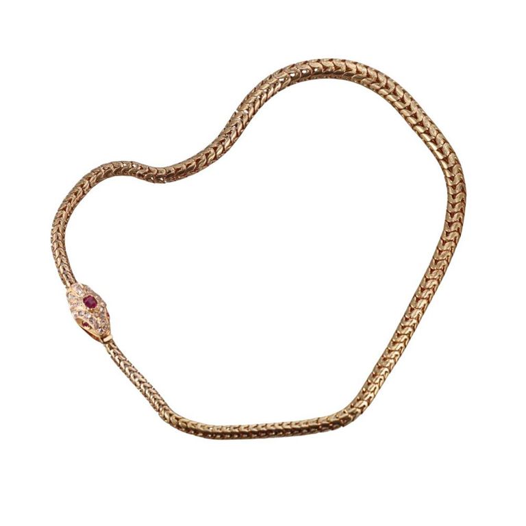 Gold Diamond and Sapphire Snake Necklace