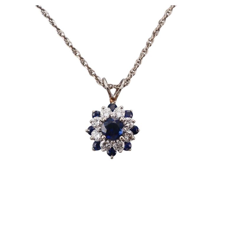Diamond and Sapphire Pendant Necklace