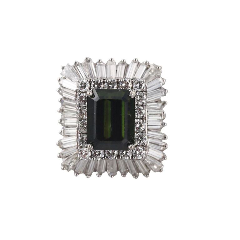 14k Gold Tourmaline and Diamond Ring