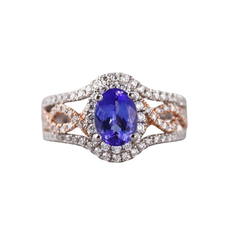 18k Gold Tanzanite and Diamond Ring