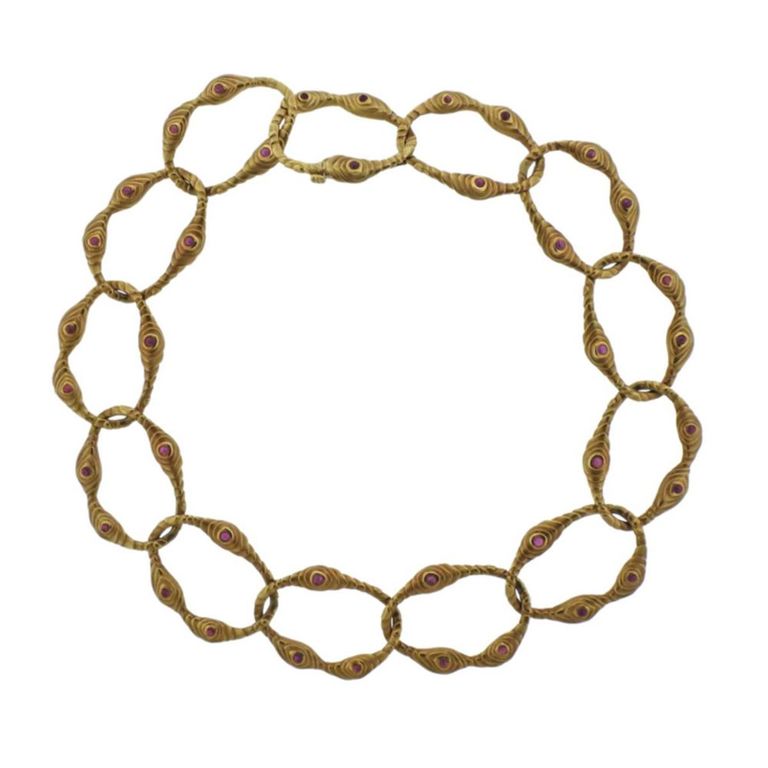 18k Gold Ruby Necklace