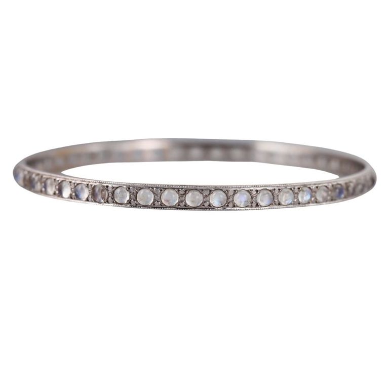 18k Gold Moonstone Bangle Bracelet