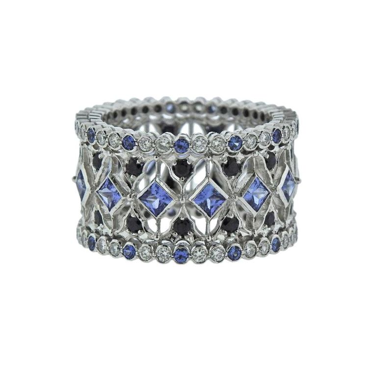 18k Gold Diamond and Sapphire Ring