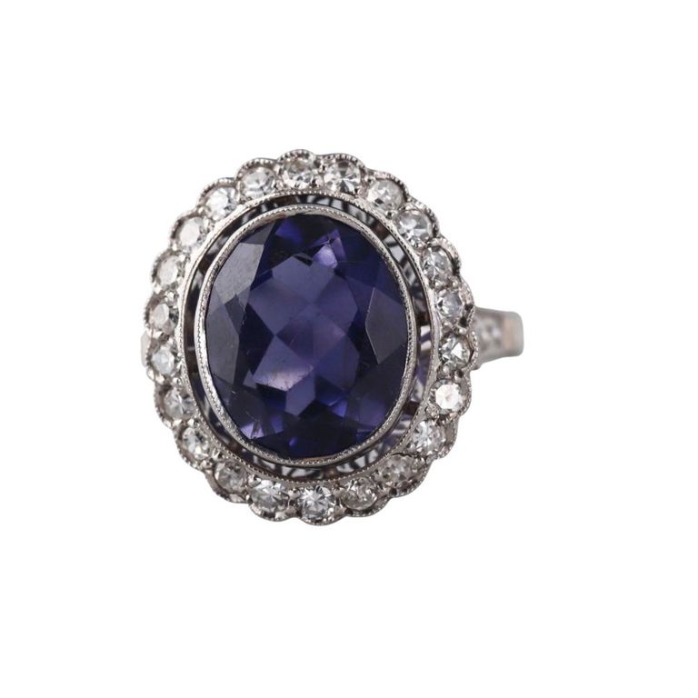 Platinum Tanzanite and Diamond Ring