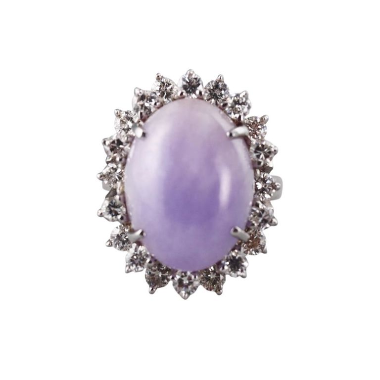 14k Gold Jade and Diamond Ring