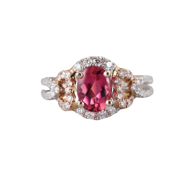 18k Gold Tourmaline and Diamond Ring