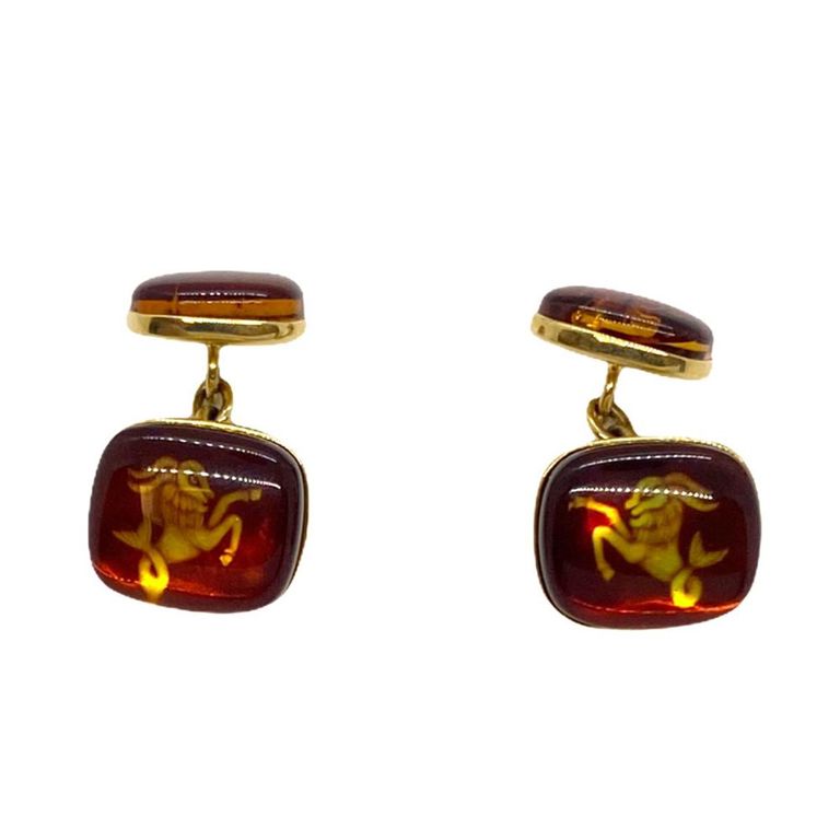 18k Gold Amber Cufflinks