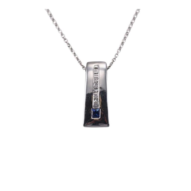 Diamond and Sapphire Pendant Necklace
