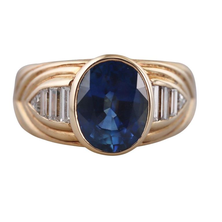 18k Gold Sapphire and Diamond Ring