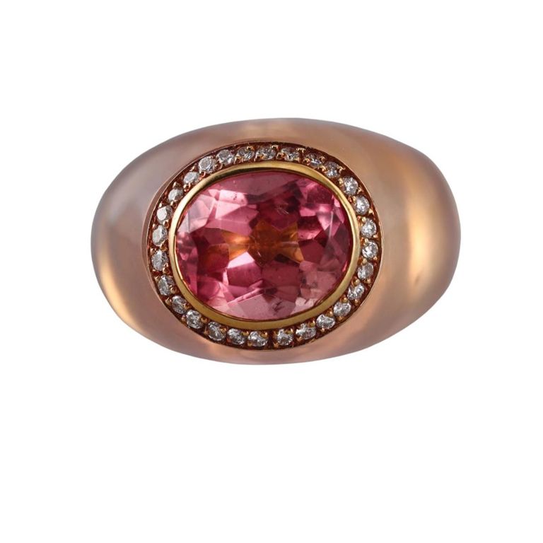 14k Gold Tourmaline and Diamond Ring