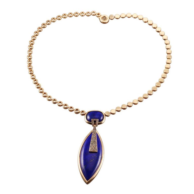 Diamond and Lapis Lazuli Pendant Necklace