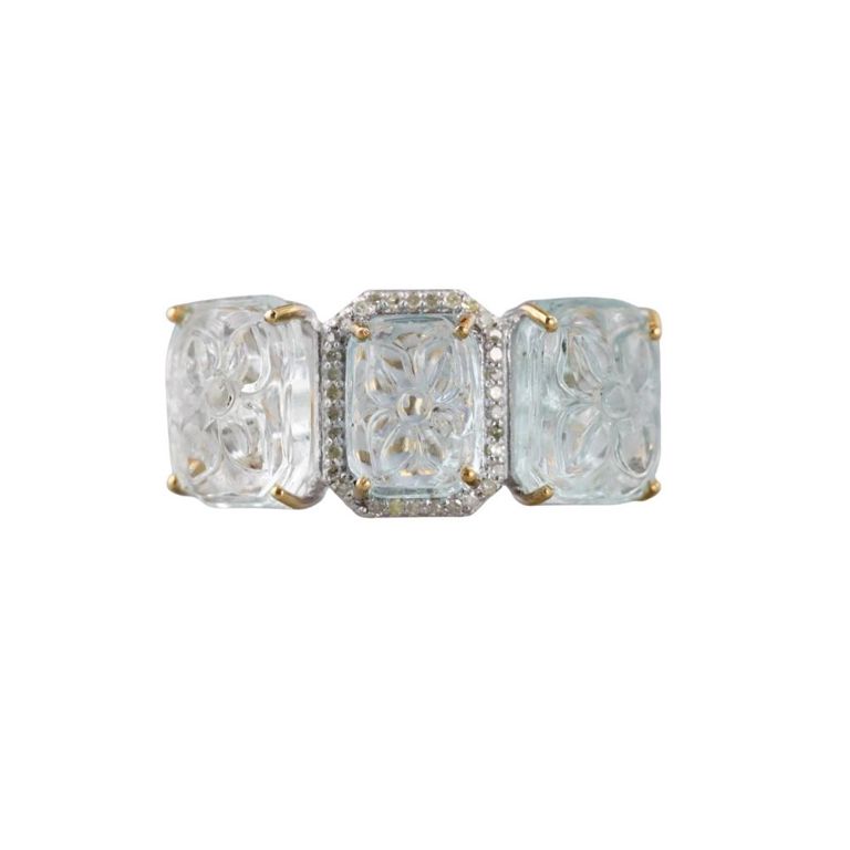 Aquamarine and Diamond Ring