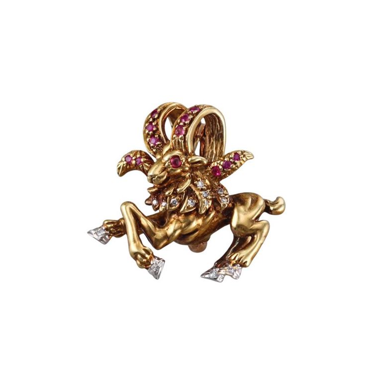 Diamond and Ruby Brooch/Pendant