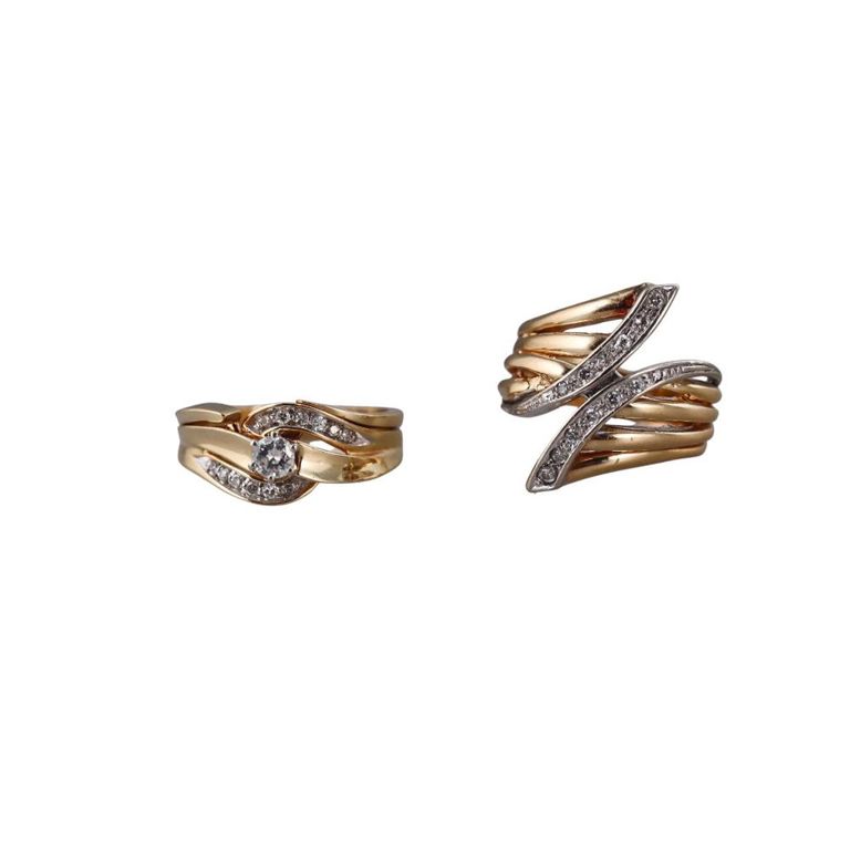 Set of 2 14k Gold Diamond Rings