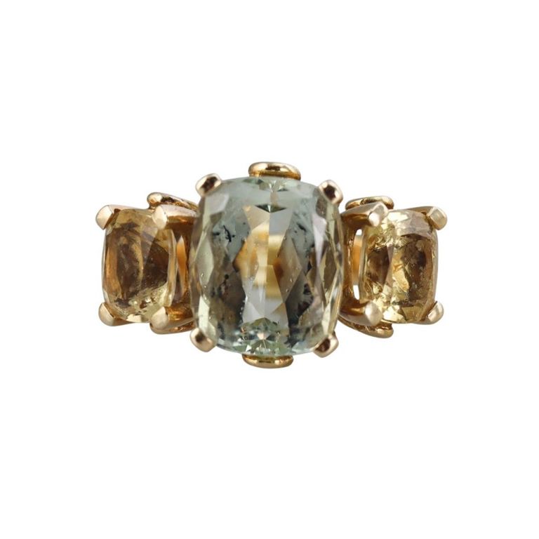 18k Gold Topaz and Citrine Ring