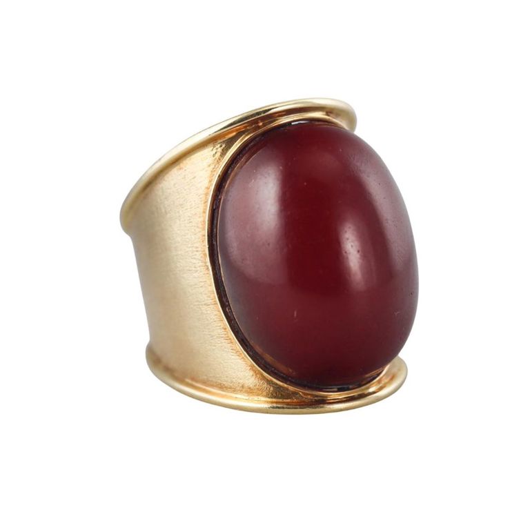 18k Gold Amber Ring