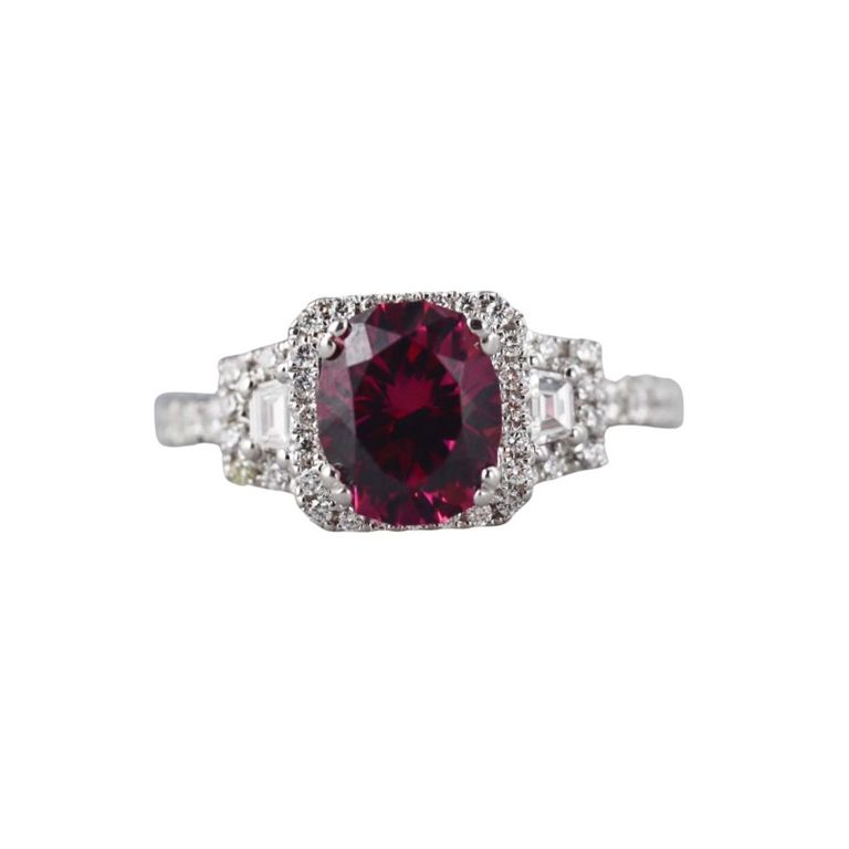 14k Gold Garnet and Diamond Ring