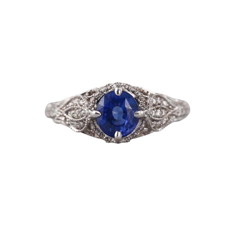 14k Gold Sapphire and Diamond Ring