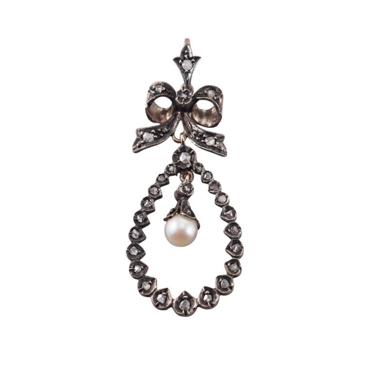Gold Diamond and Pearl Pendant