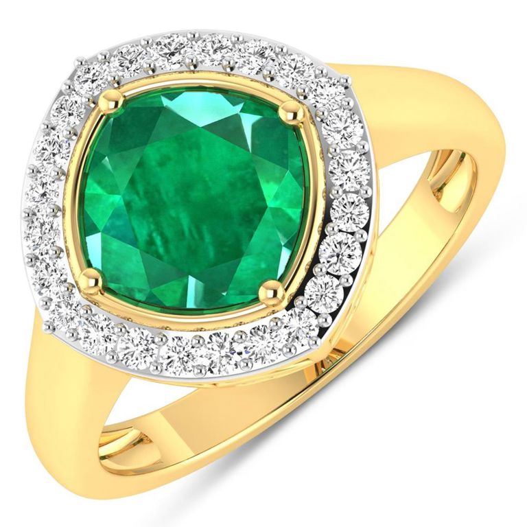 14k Gold Emerald and Diamond Ring