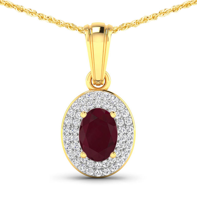 14k Gold Ruby and Diamond Pendant