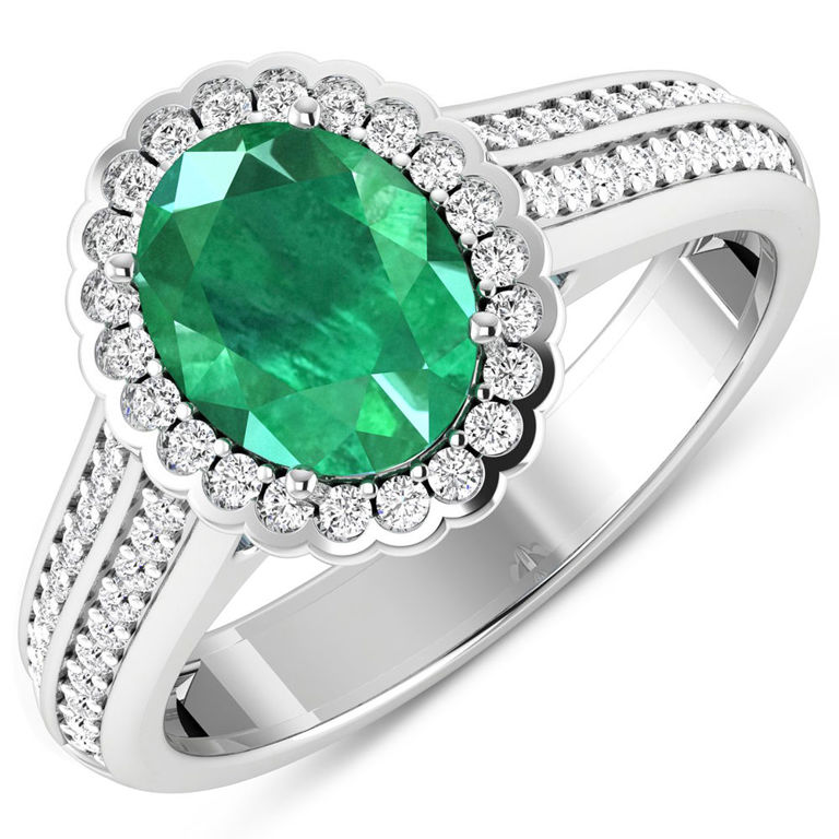 14k Gold Emerald and Diamond Ring