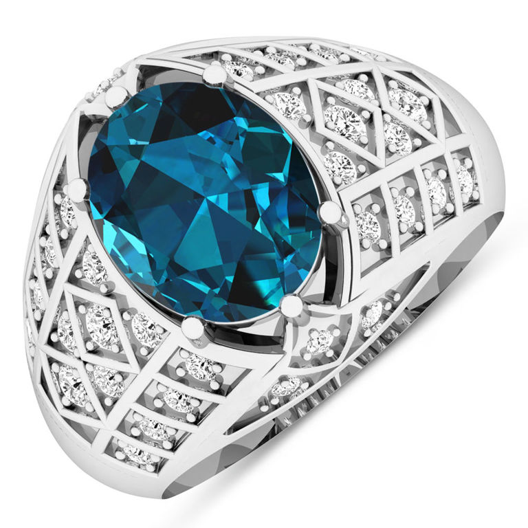 14k Gold Topaz and Diamond Ring