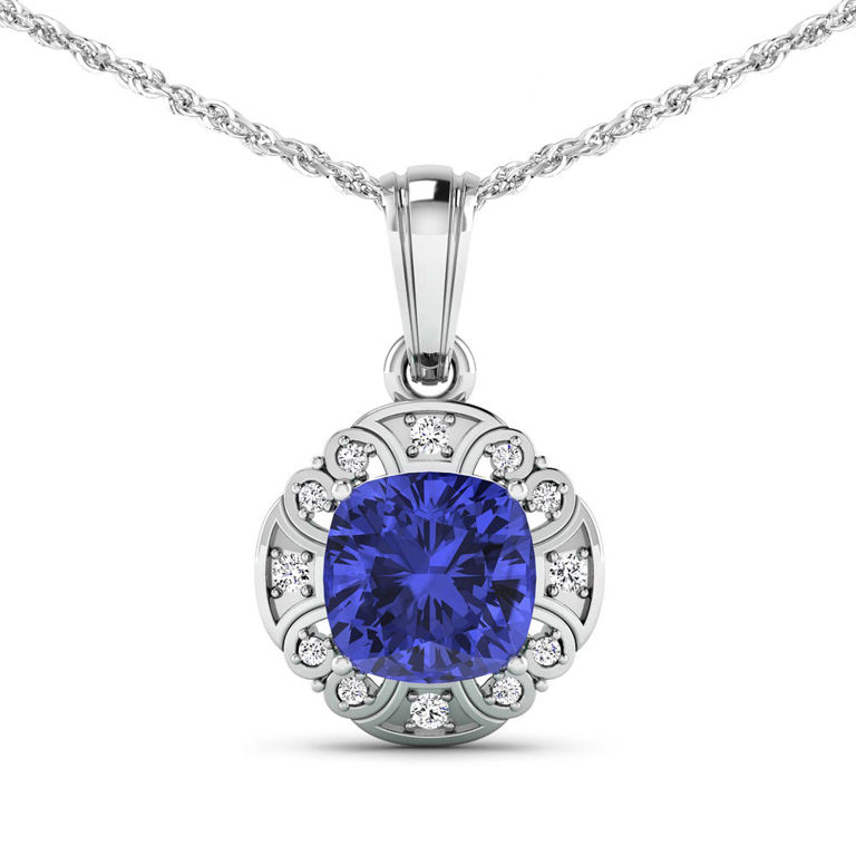 14k Gold Tanzanite and Diamond Pendant