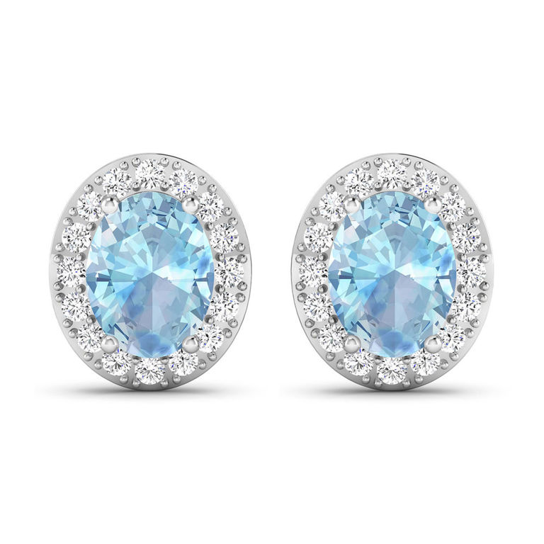 14k Gold Aquamarine and Diamond Earrings