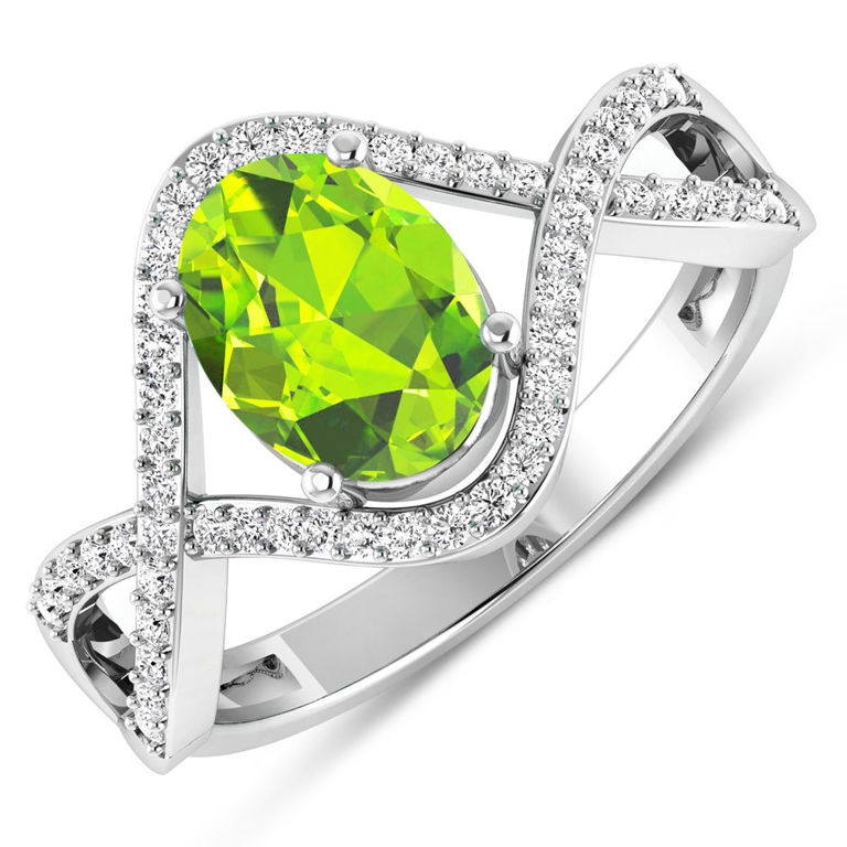 14k Gold Peridot and Diamond Ring