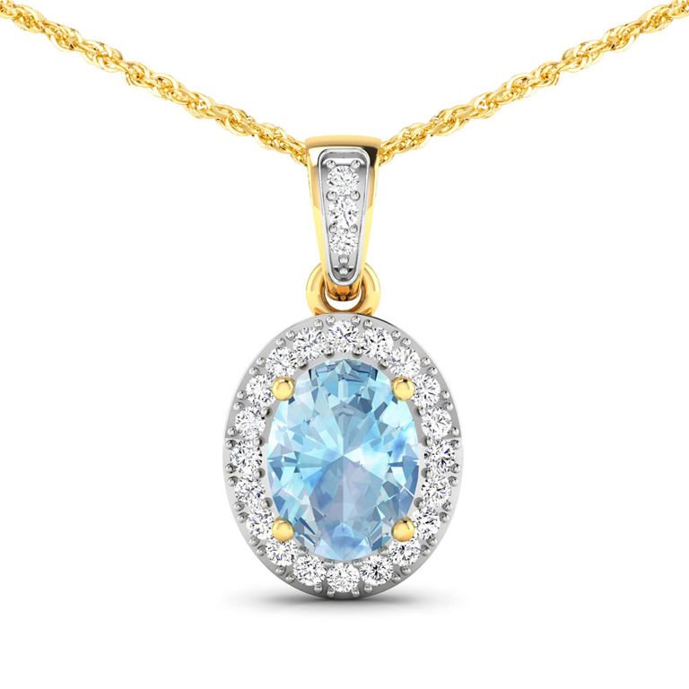 Aquamarine and Diamond Pendant Necklace