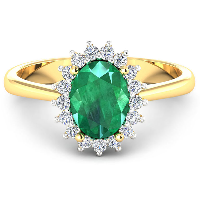 14k Gold Emerald and Diamond Ring