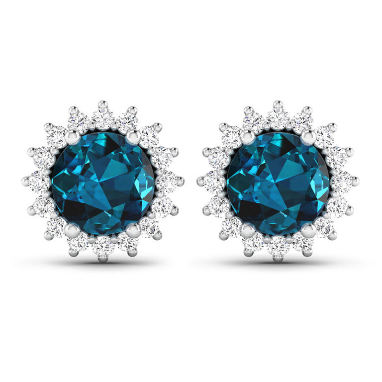 14k Gold Topaz and Diamond Earrings