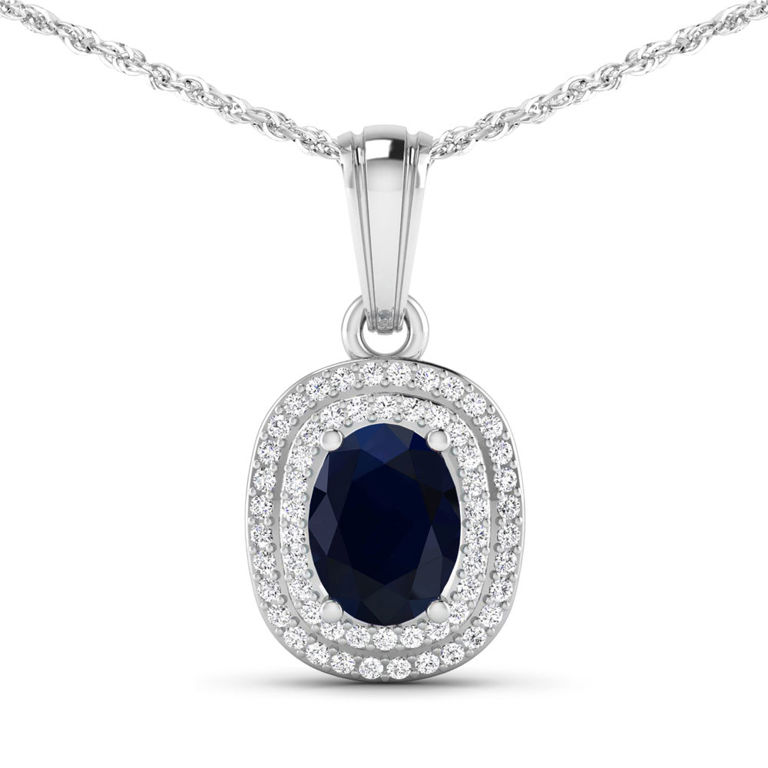 14k Gold Sapphire and Diamond Pendant Necklace