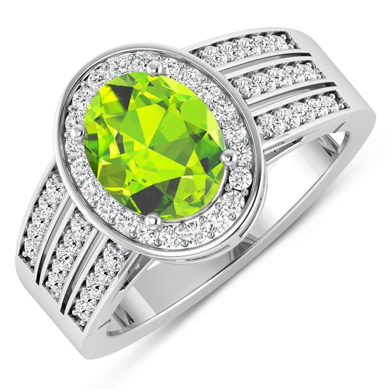 14k Gold Peridot and Diamond Ring