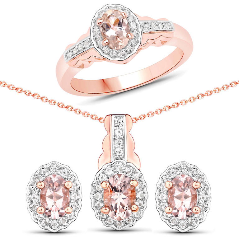 Set of 4 Morganite and Topaz Jewelry Set