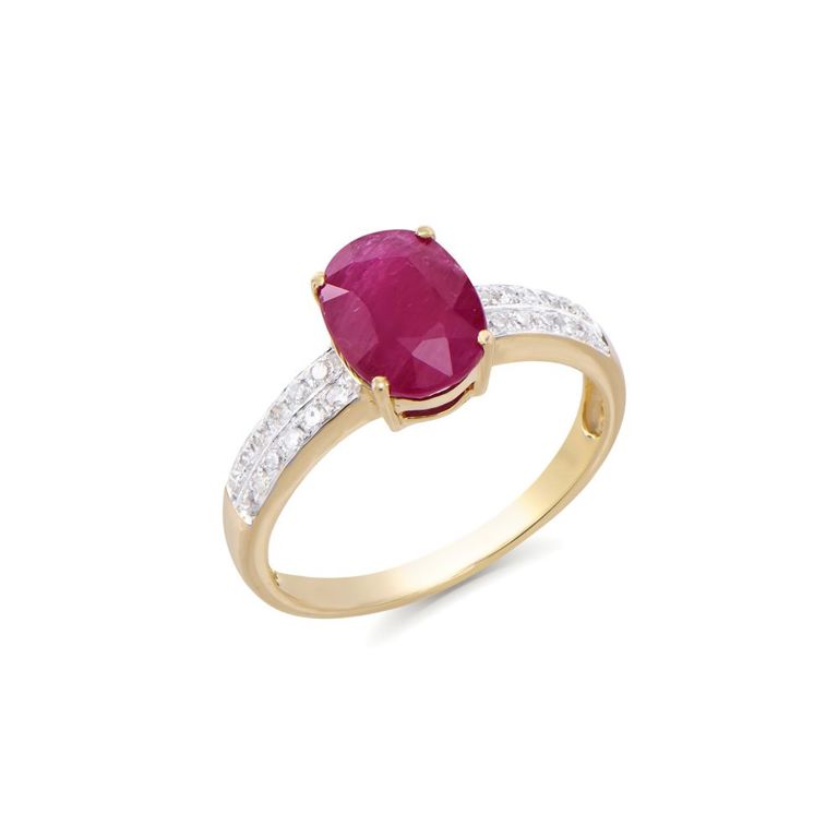 14k Gold Ruby and Diamond Ring